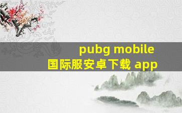 pubg mobile国际服安卓下载 app